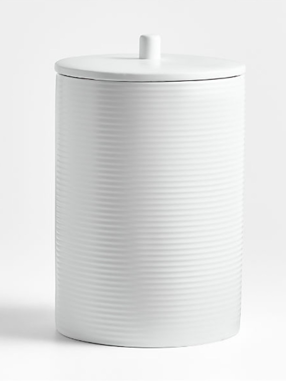 New! Crate&Barrel White Ribbed Ceramic Canister with Lid size Extra-Large